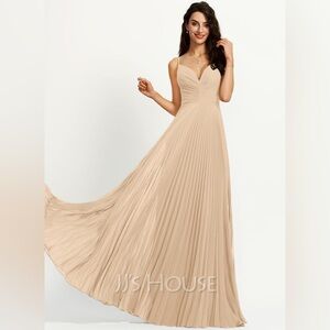 Beige pleated gown